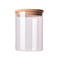 Frasco de vidrio transparente redondo de boca ancha de 250 ml con tapa sellada frascos de almacenamiento de vidrio con tapas de bambú
